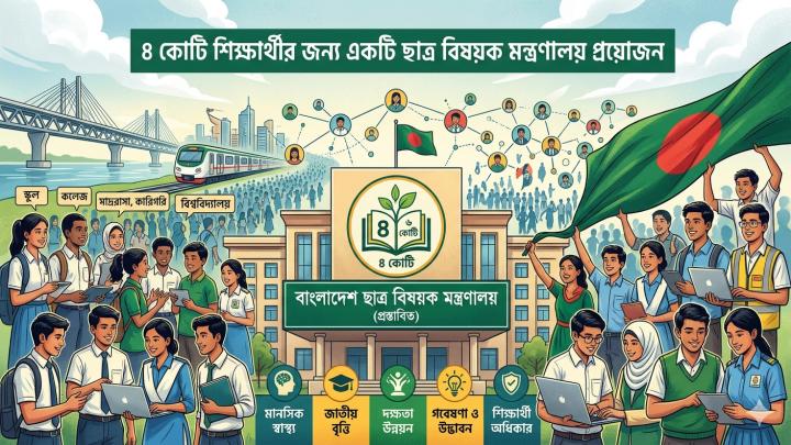 ৪ কোটি শিক্ষার্থীর জন্য একটি ছাত্র বিষয়ক মন্ত্রণালয় প্রয়োজন