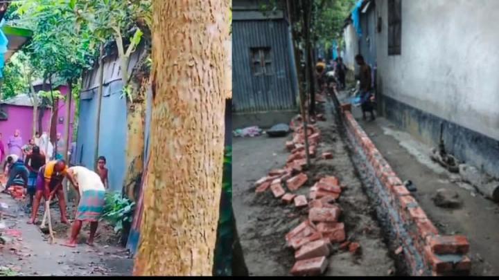 বেলাবতে প্রশাসনের নির্দেশ অমান্য করে রাস্তায় দেয়াল নির্মাণের অভিযোগ